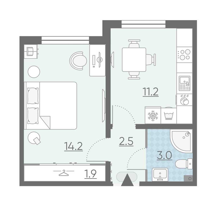 Однокомнатная квартира в : площадь 32.8 м2 , этаж: 1 – купить в Санкт-Петербурге